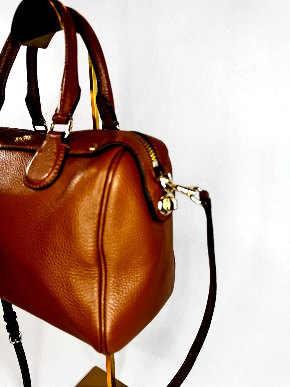 Coach Mini Bennett Satchel F36677 Pebbled Leather Saddle Brown Crossbody Bag